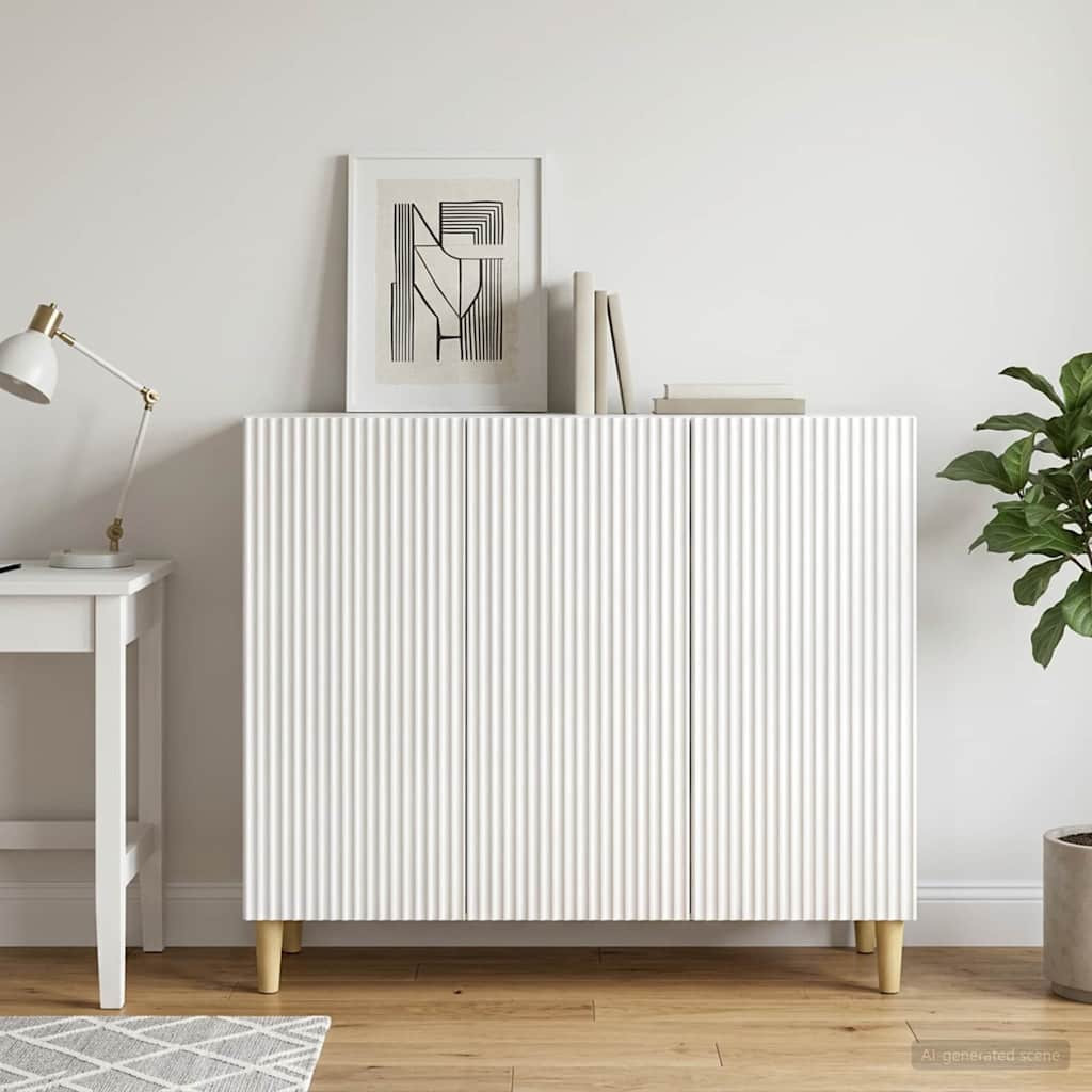 vidaXL Sideboard Hochglanz Weiß 89 x 34,5 x 80 cm Holzwerkstoff