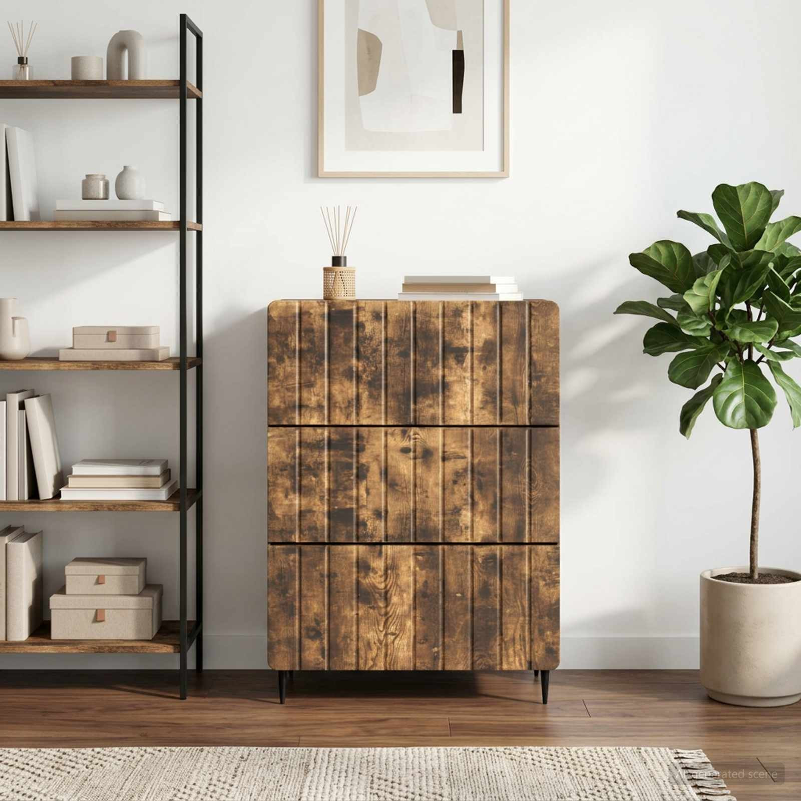 vidaXL Schubladenschrank Geräucherte Eiche 66 x 34,5 x 92 cm