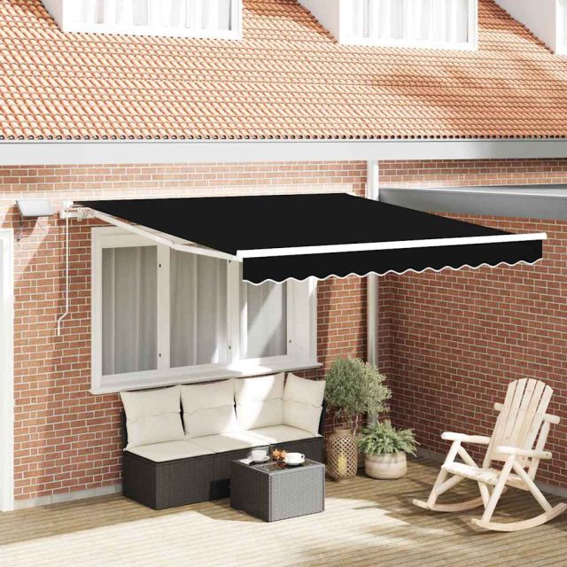 vidaXL Ausziehbare Markise Schwarz 350 x 250 cm Stoff und Aluminium