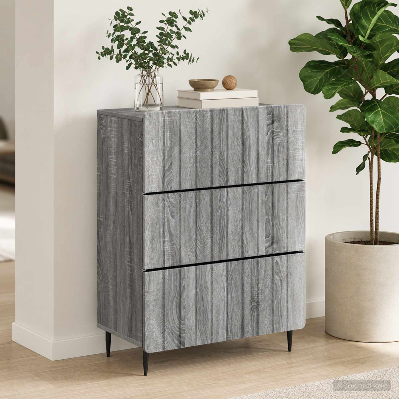 vidaXL Schubladenschrank Graues Sonoma 66 x 34,5 x 92 cm Holzwerkstoff