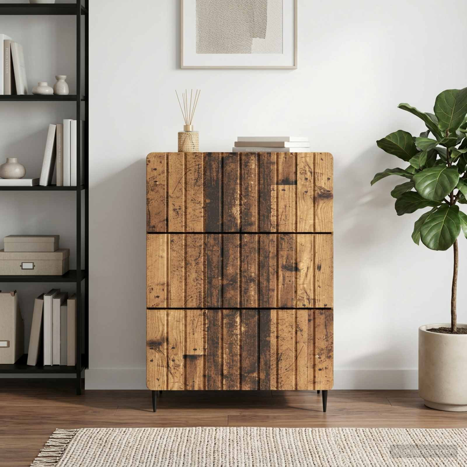 vidaXL Schubladenschrank Altholz 66 x 34,5 x 92 cm Holzwerkstoff
