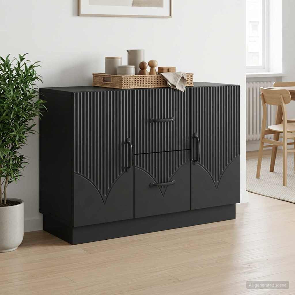 vidaXL Sideboard Schwarz 89 x 34,5 x 57 cm Holzwerkstoff