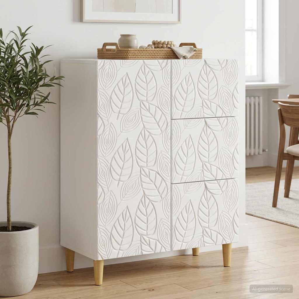 vidaXL Sideboard Hochglanz Weiß 66 x 34,5 x 90 cm Holzwerkstoff