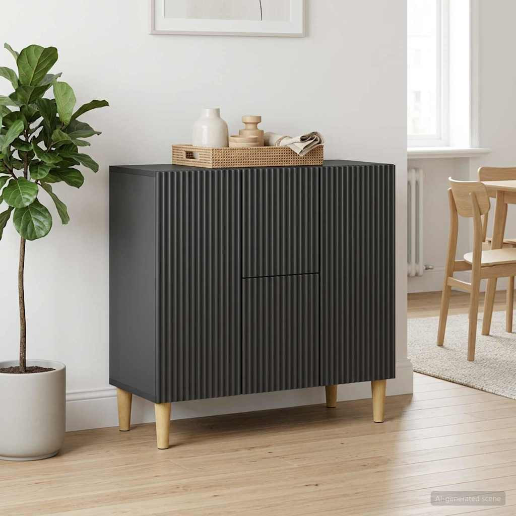 vidaXL Sideboard Schwarz 89 x 34,5 x 60 cm Holzwerkstoff