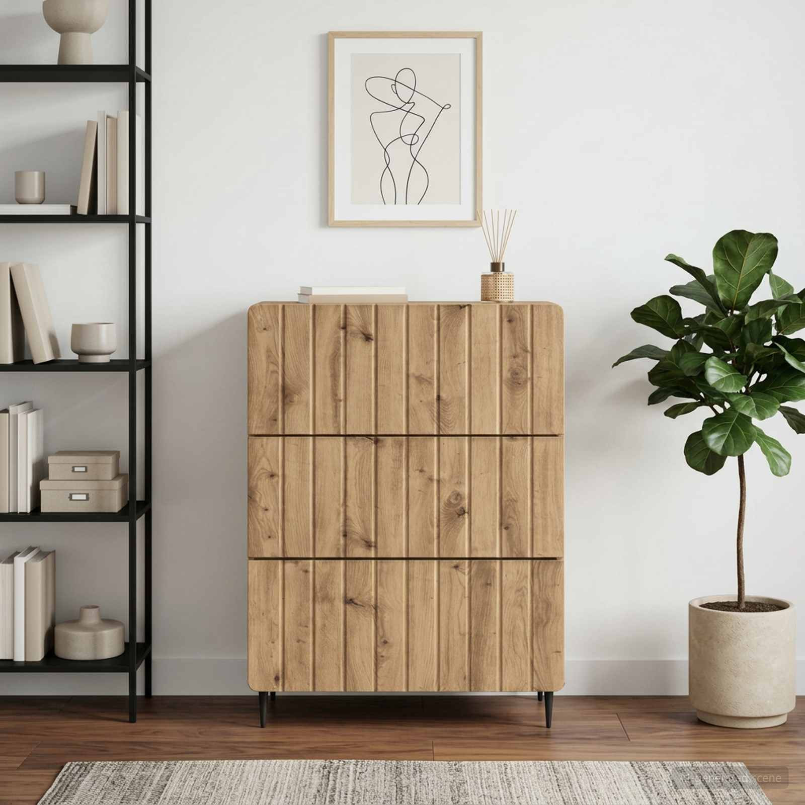 vidaXL Schubladenschrank 66 x 34,5 x 92 cm Holzwerkstoff Artisan-Eiche