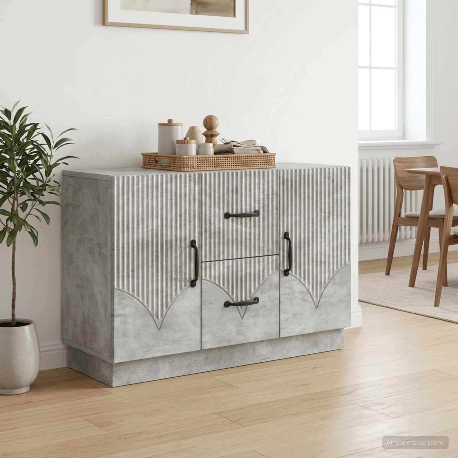 vidaXL Sideboard Betongrau 89 x 34,5 x 57 cm Holzwerkstoff
