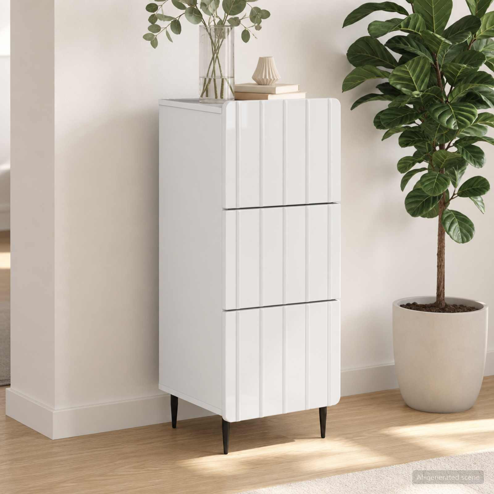 vidaXL Schubladenschrank Weiß 33 x 34,5 x 92 cm Holzwerkstoff