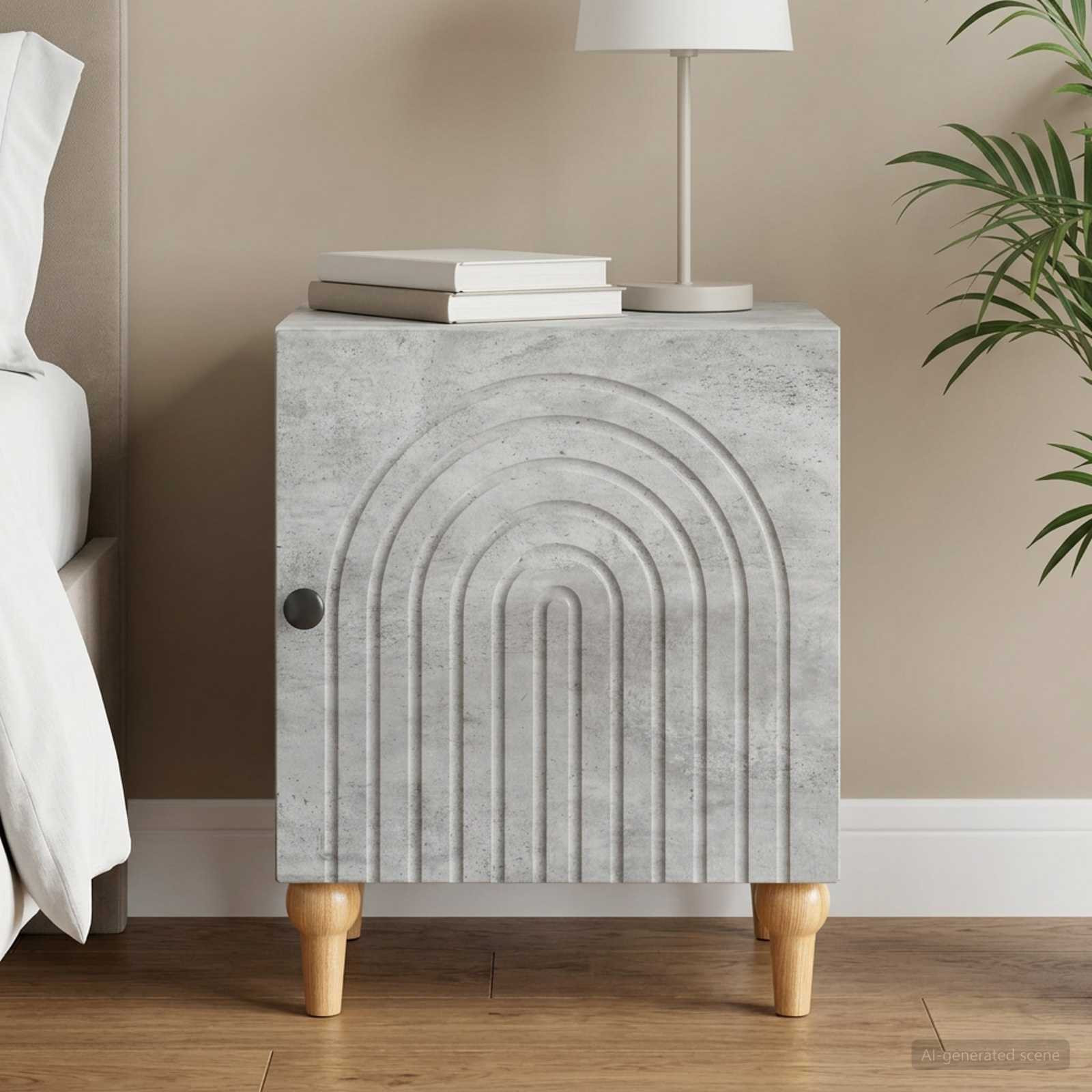 vidaXL Nachttisch Betongrau 43 x 34,5 x 50 cm Holzwerkstoff