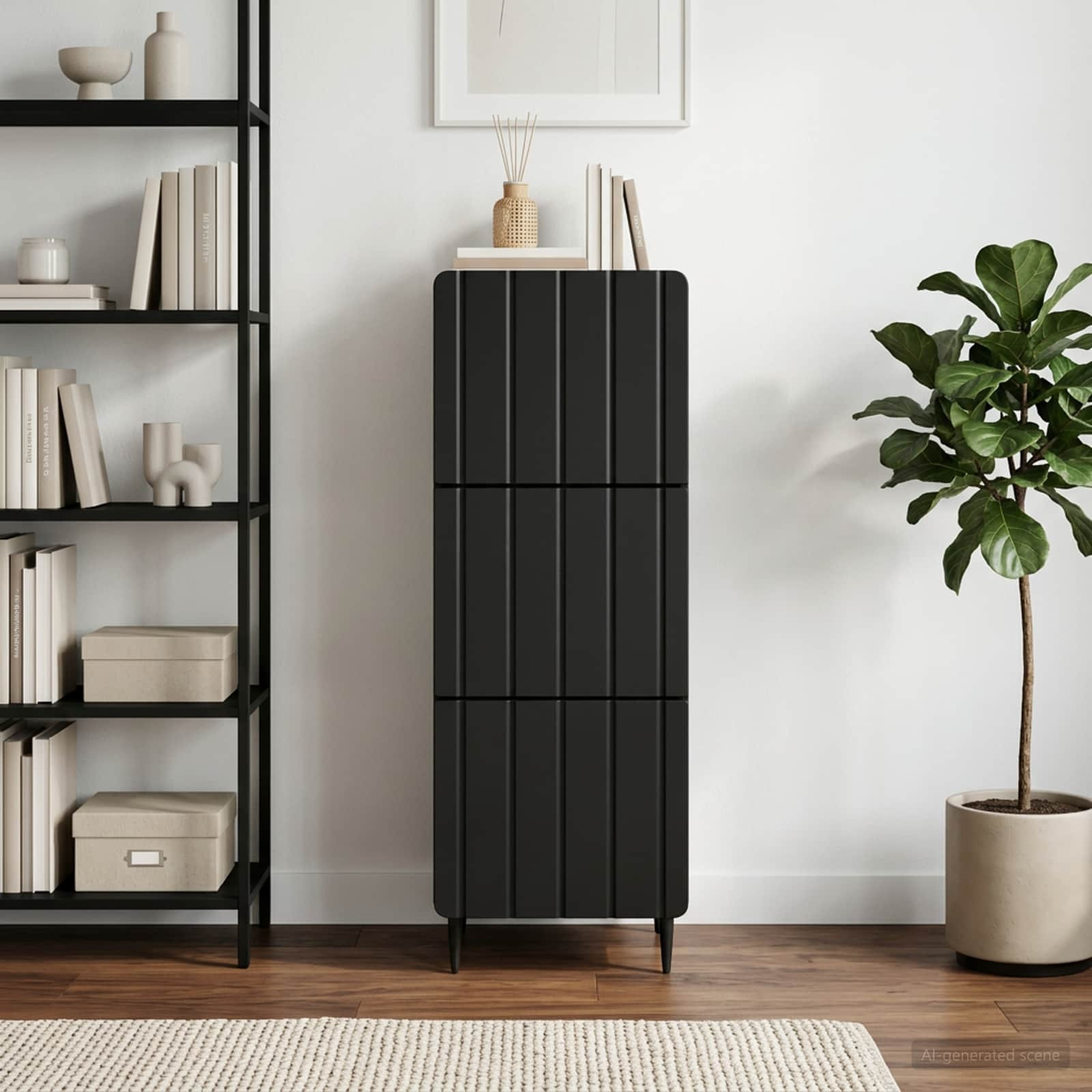 vidaXL Schubladenschrank Schwarz 33 x 34,5 x 92 cm Holzwerkstoff