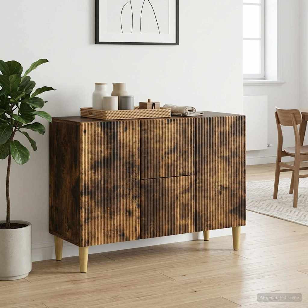 vidaXL Sideboard Geräucherte Eiche 89 x 34,5 x 60 cm Holzwerkstoff
