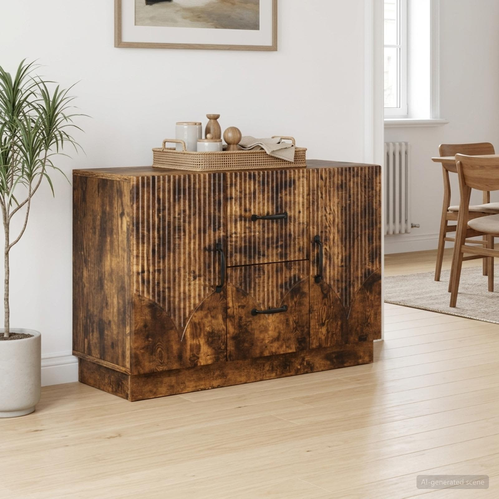 vidaXL Sideboard Geräucherte Eiche 89 x 34,5 x 57 cm Holzwerkstoff