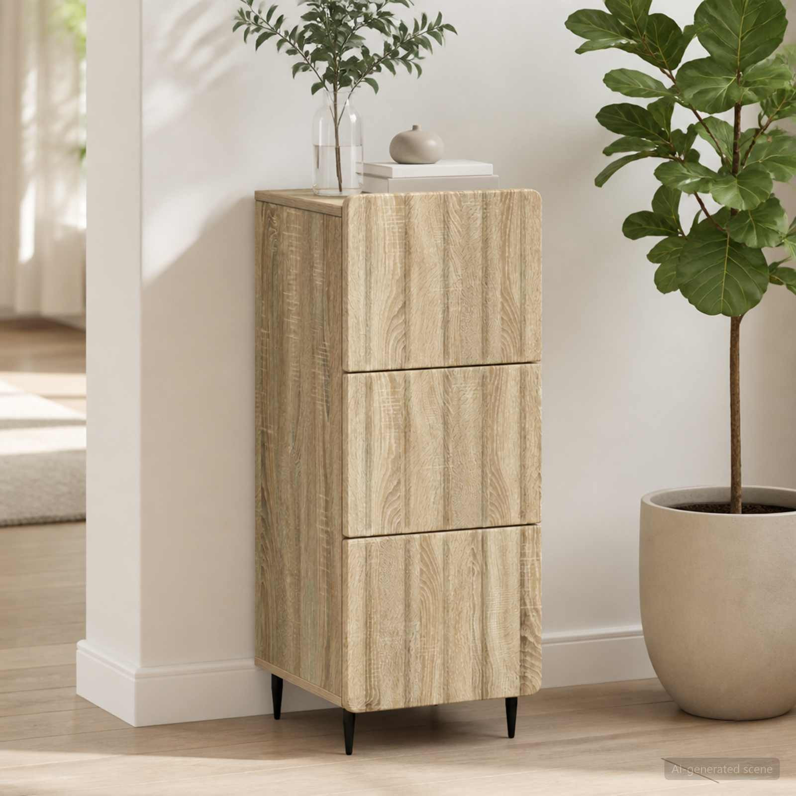 vidaXL Schubladenschrank Sonoma-Eiche 33 x 34,5 x 92 cm Holzwerkstoff
