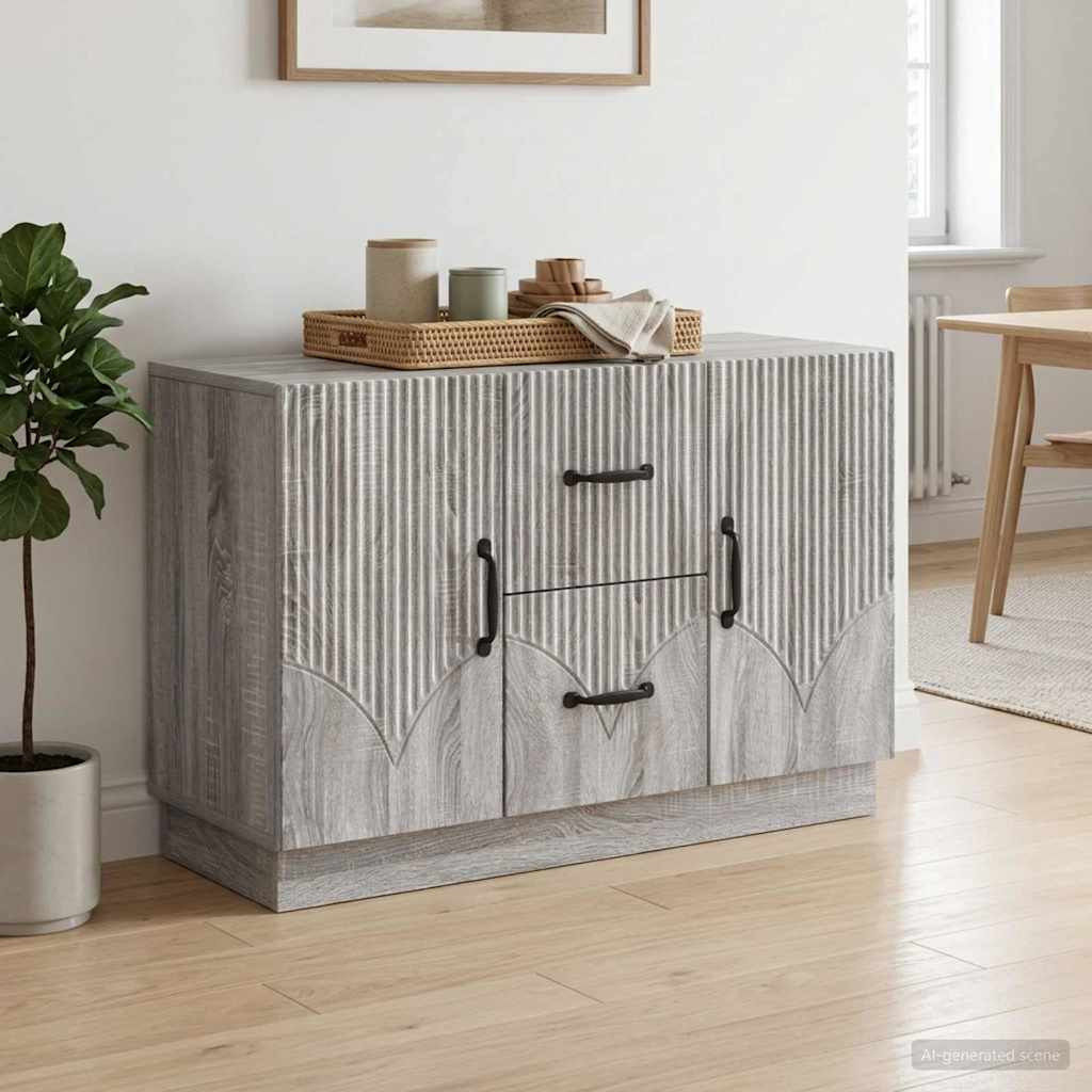 vidaXL Sideboard Graues Sonoma 89 x 34,5 x 57 cm Holzwerkstoff