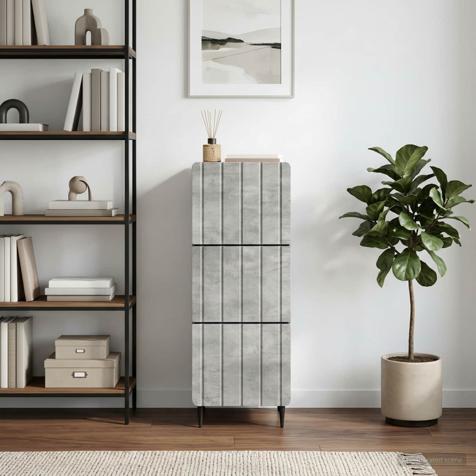 vidaXL Schubladenschrank Betongrau 33 x 34,5 x 92 cm Holzwerkstoff