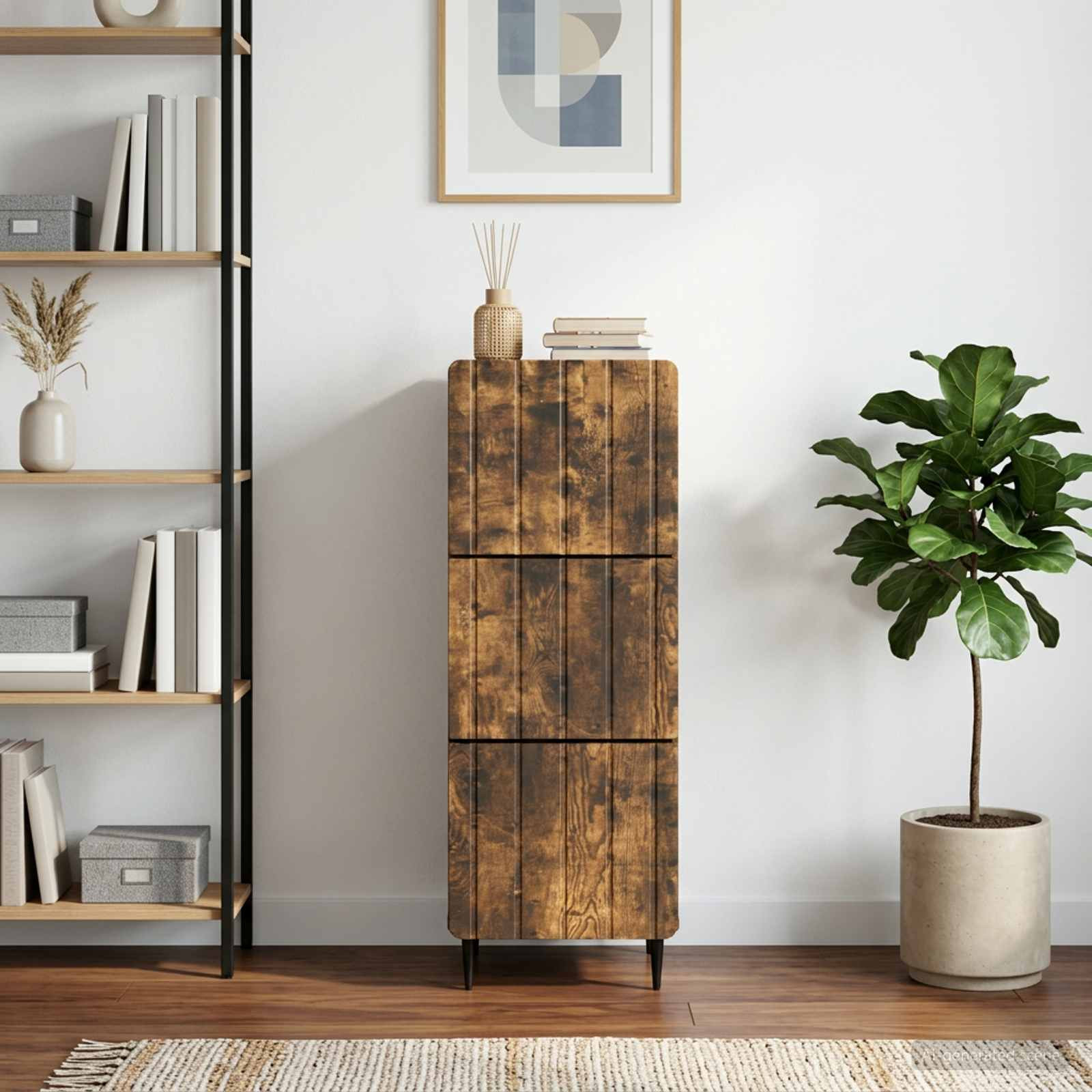 vidaXL Schubladenschrank Geräucherte Eiche 33 x 34,5 x 92 cm