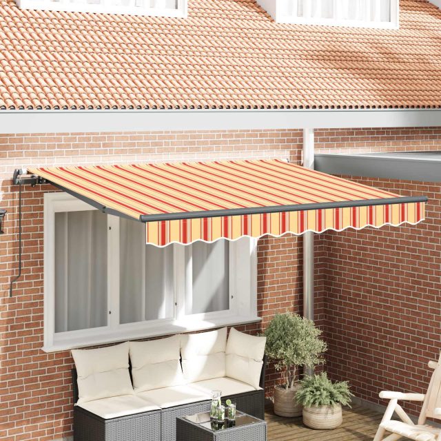 vidaXL Einziehbare Markise Gelb und Orange 250 x 200 cm Stoff