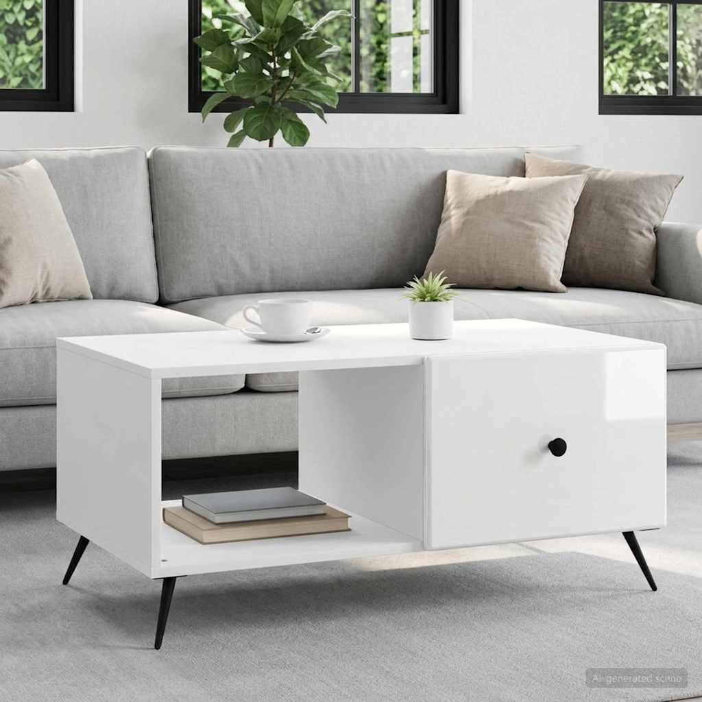 vidaXL Couchtisch Hochglanz Weiß 90 x 50 x 40 cm Holzwerkstoff