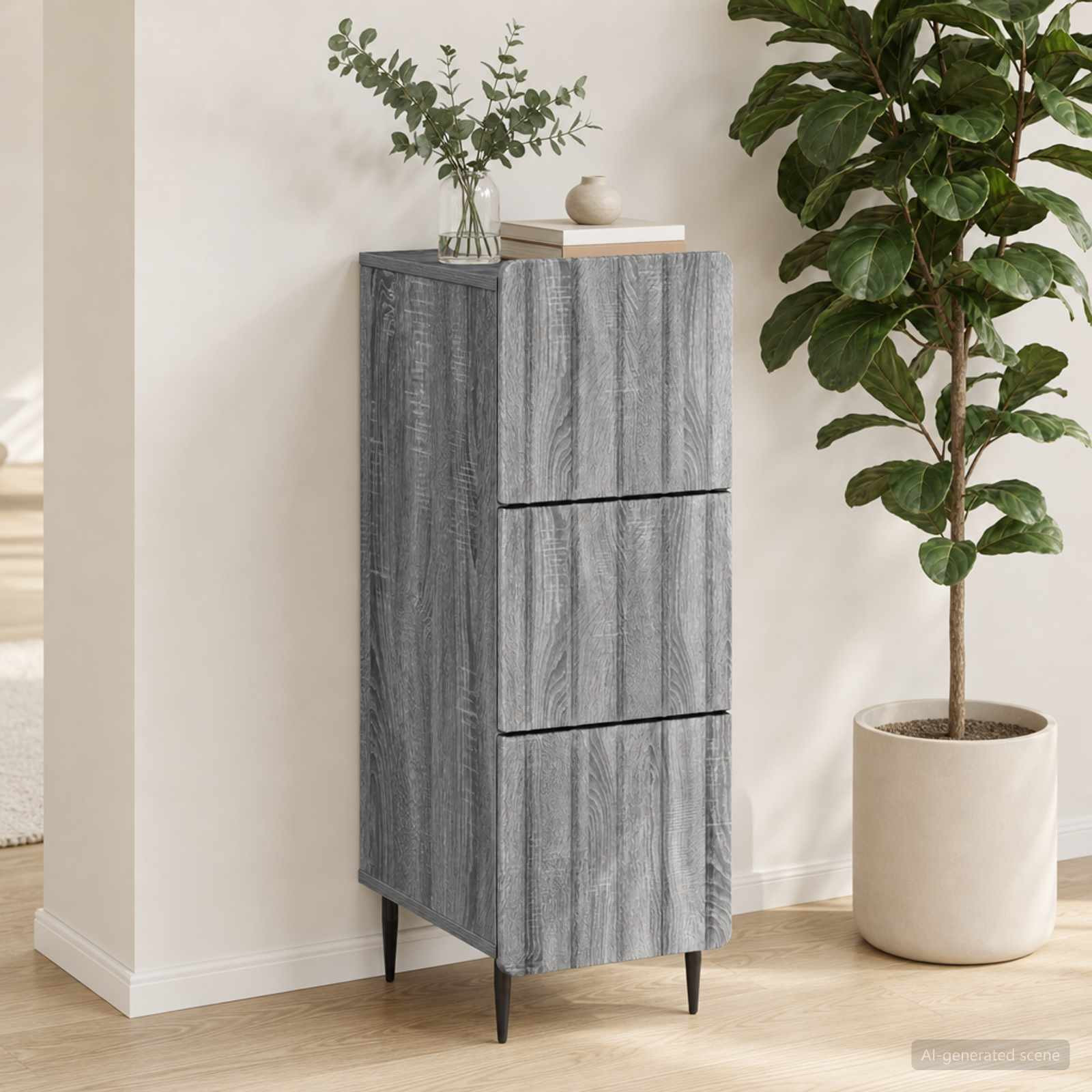 vidaXL Schubladenschrank Graues Sonoma 33 x 34,5 x 92 cm Holzwerkstoff