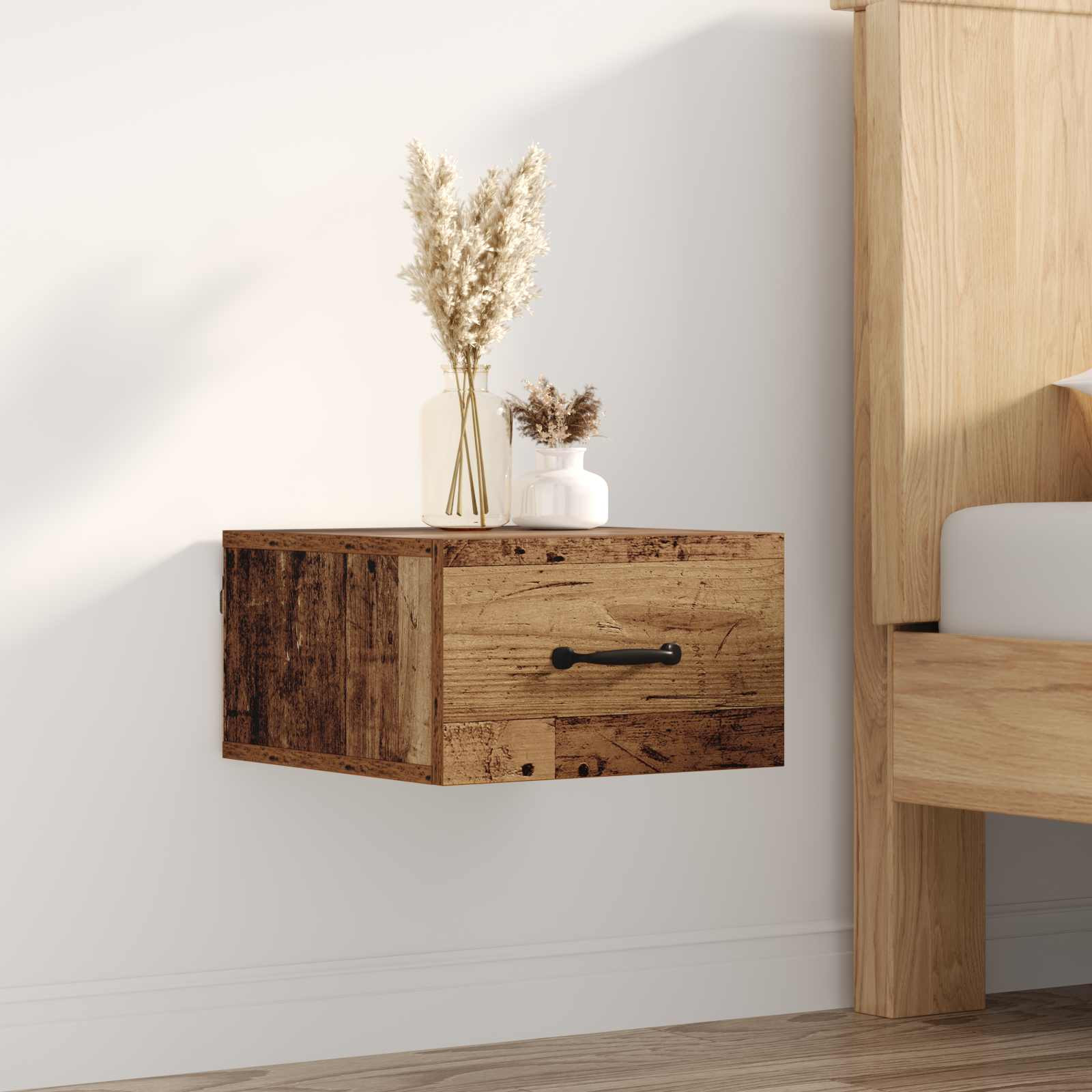 vidaXL Nachttisch mit Schubladen Altholz 35 x 35 x 20 cm Holzwerkstoff