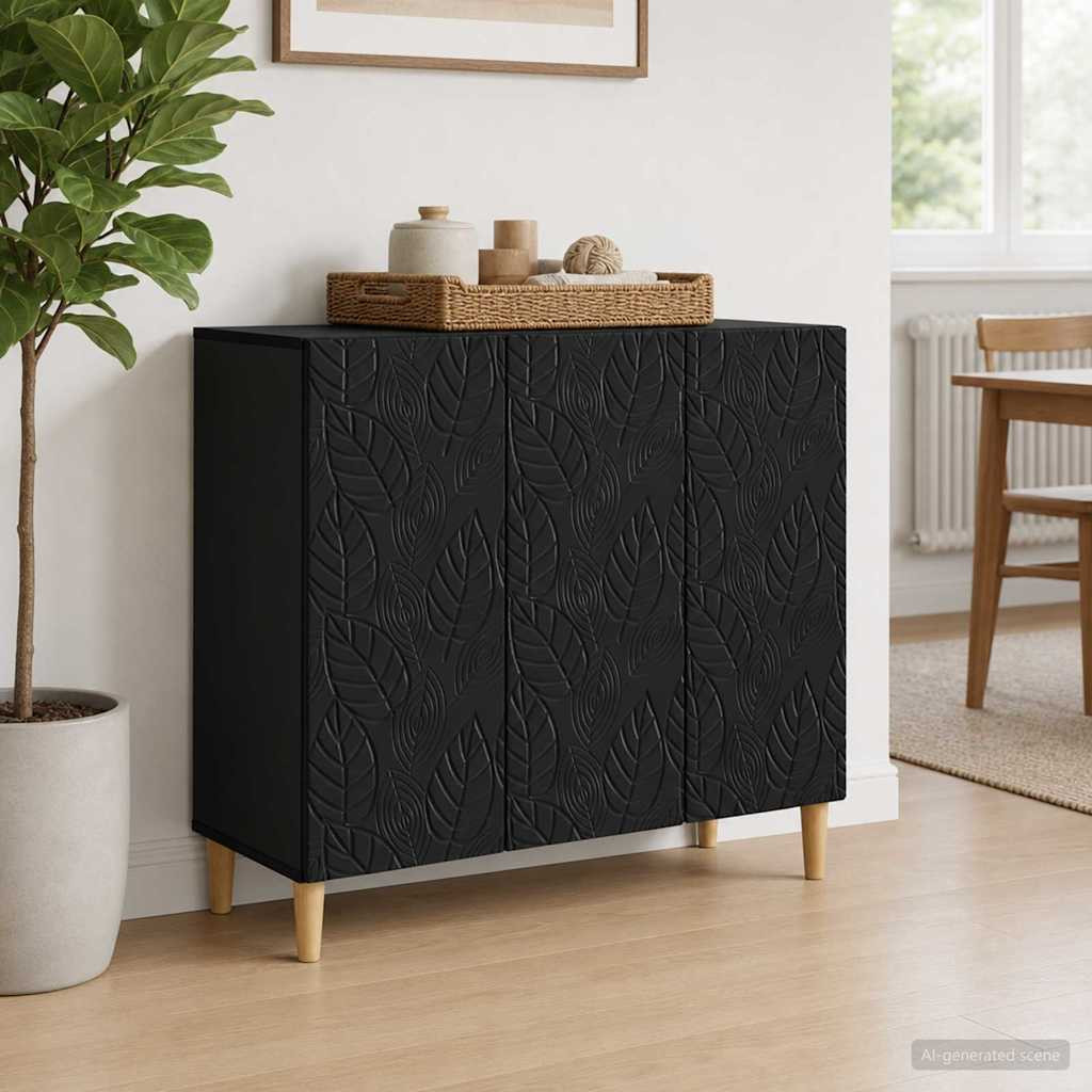 vidaXL Sideboard Schwarz 89 x 34,5 x 80 cm Holzwerkstoff
