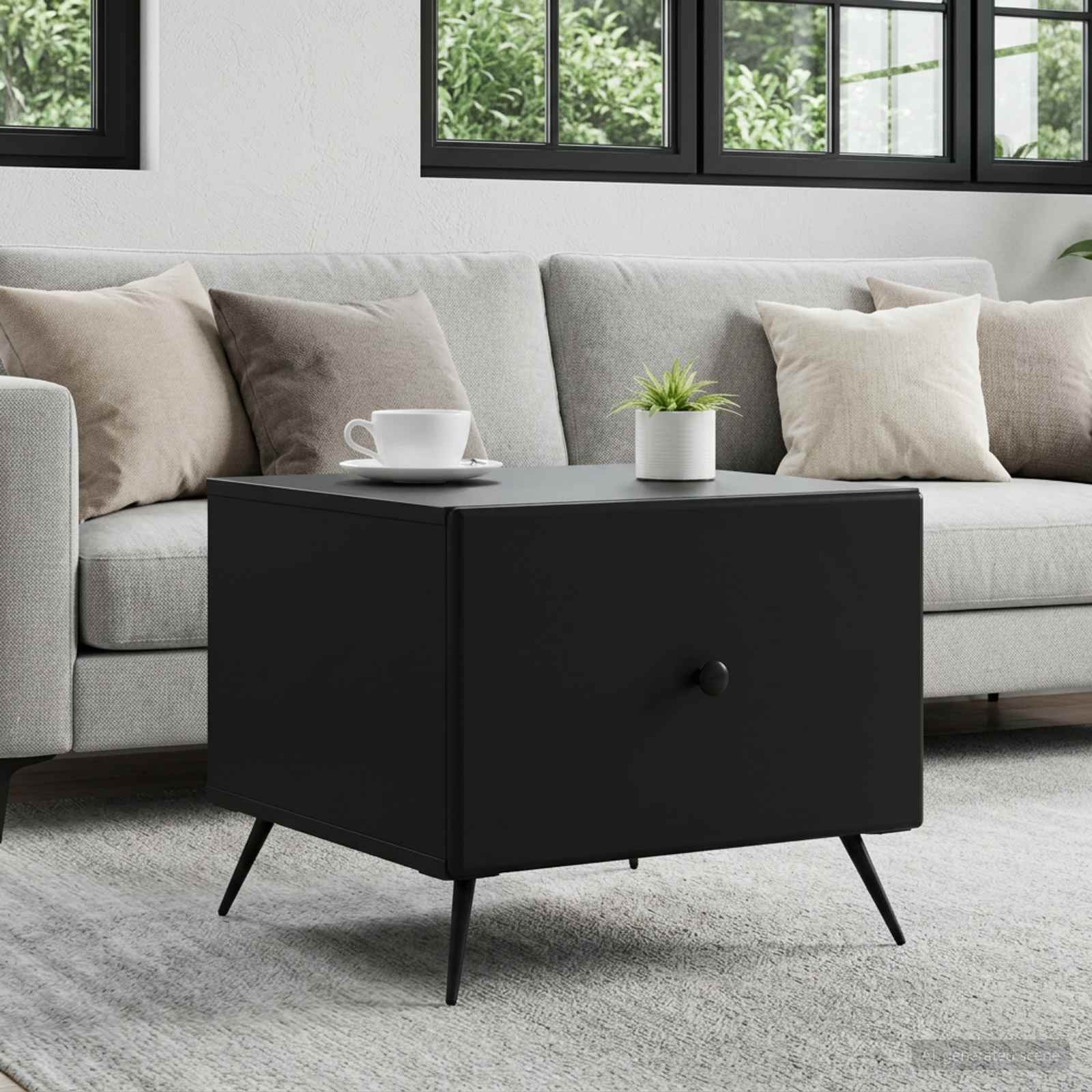vidaXL Couchtisch mit Schubladen Schwarz 49 x 50 x 40 cm Holzwerkstoff