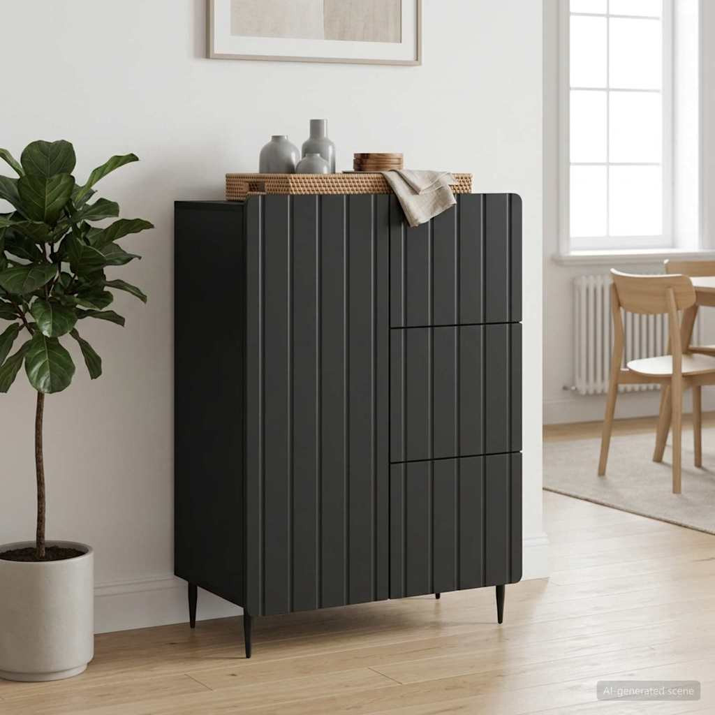 vidaXL Sideboard Schwarz 66 x 34,5 x 91,5 cm Holzwerkstoff