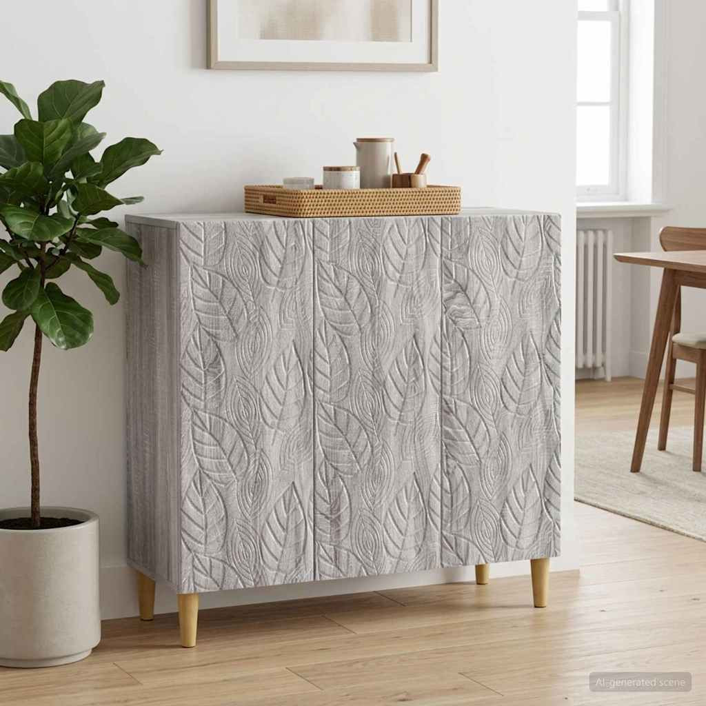 vidaXL Sideboard Grau Sonoma 89 x 34,5 x 80 cm Holzwerkstoff
