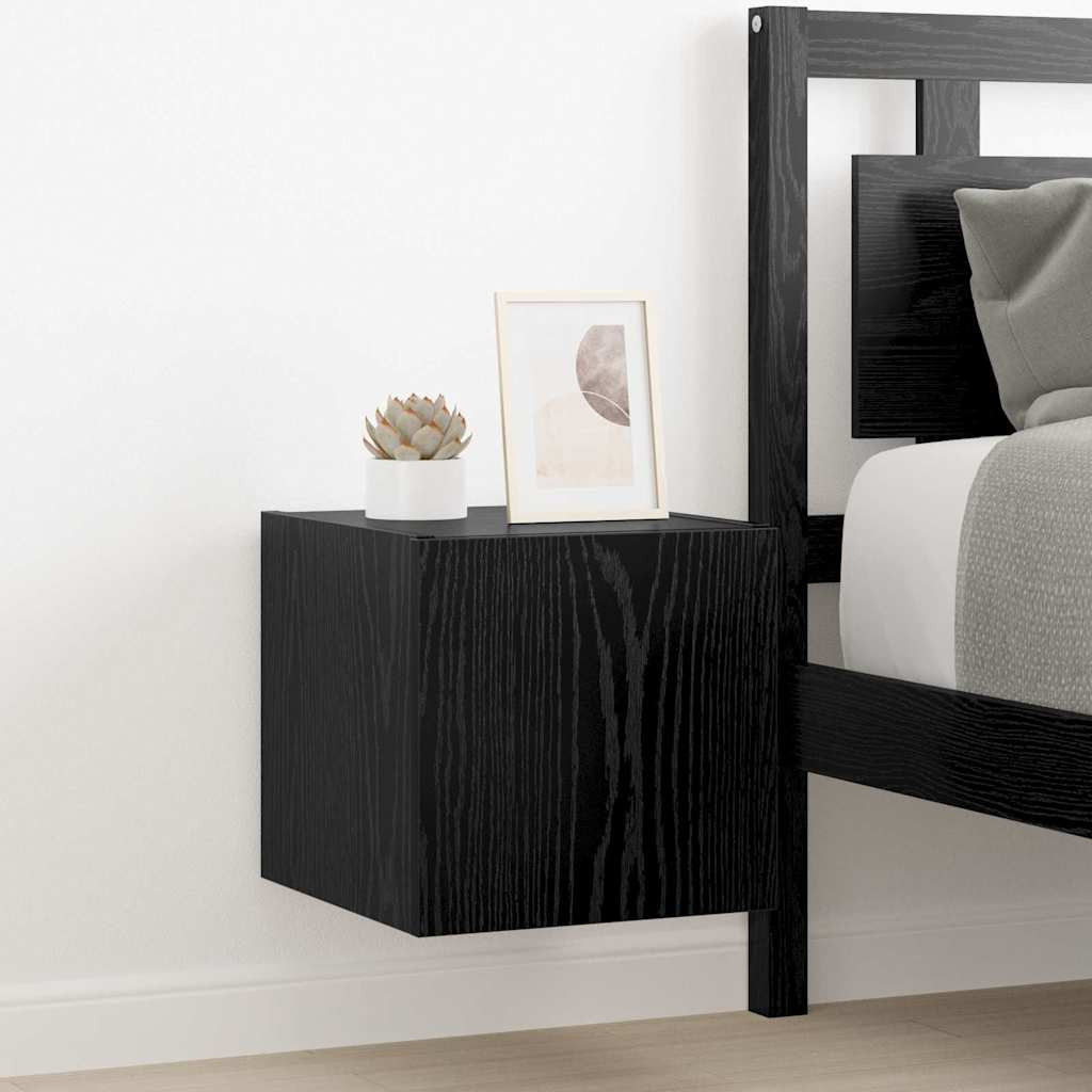 vidaXL TV-Wandschrank mit LED Schwarz Eichen-Optik 30,5 x 35 x 30 cm