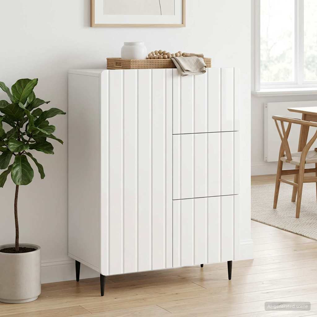 vidaXL Sideboard Hochglanz Weiß 66 x 34,5 x 91,5 cm Holzwerkstoff