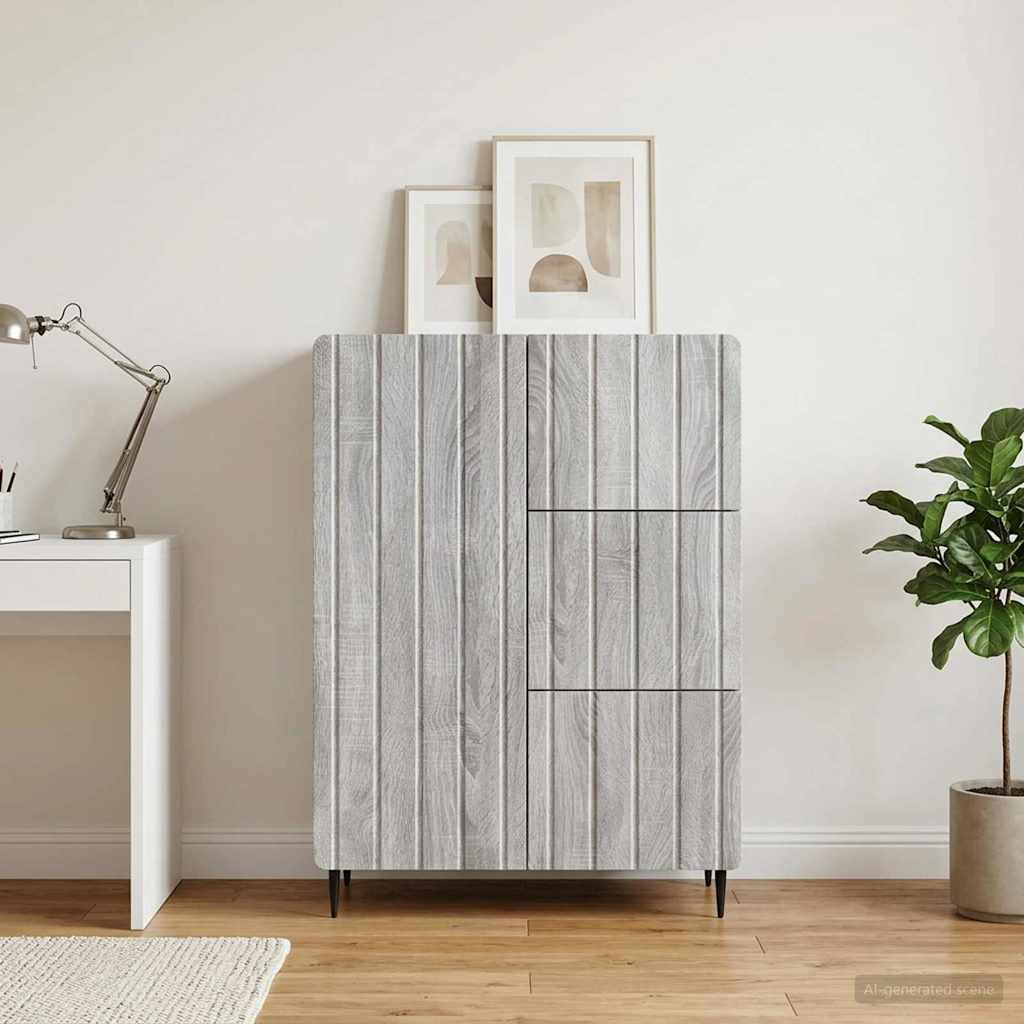 vidaXL Sideboard Graues Sonoma 66 x 34,5 x 91,5 cm Holzwerkstoff