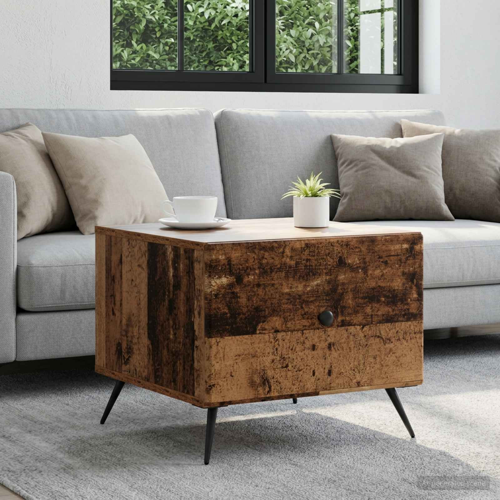vidaXL Couchtisch mit Schubladen Altholz 49 x 50 x 40 cm Holzwerkstoff