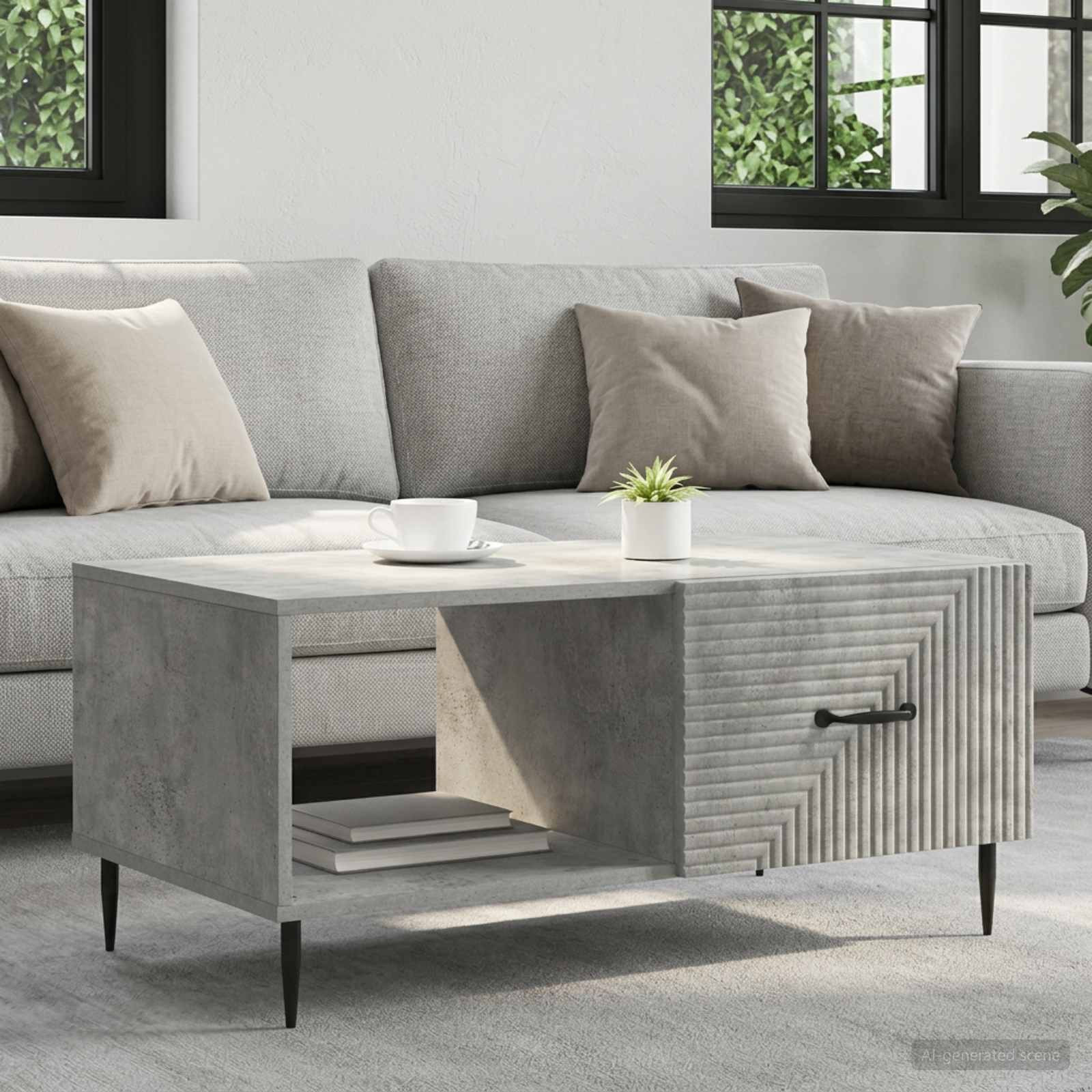 vidaXL Couchtisch Betongrau 90 x 50 x 40 cm Holzwerkstoff