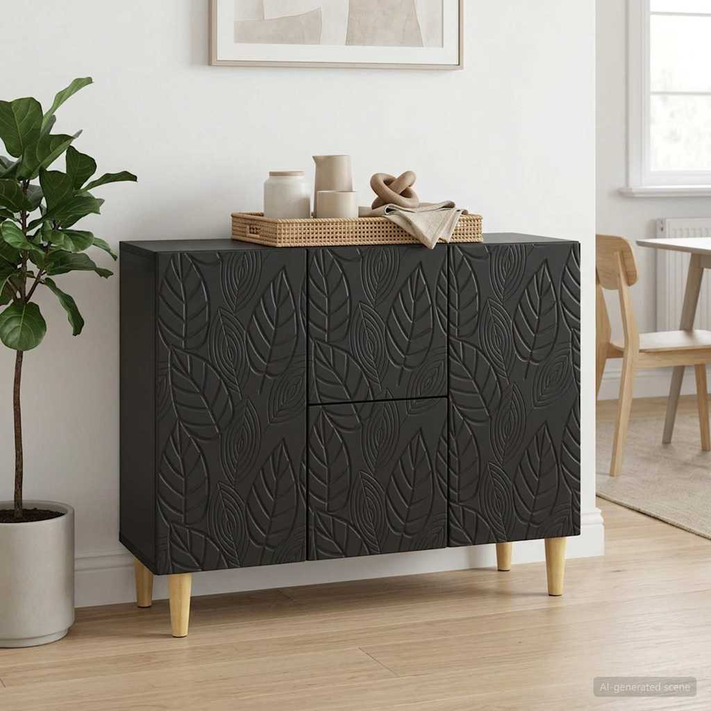 vidaXL Sideboard Schwarz 89 x 34,5 x 60 cm Holzwerkstoff