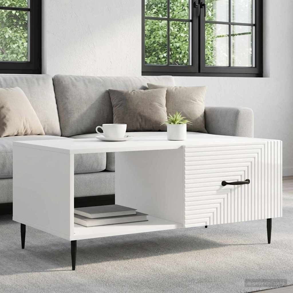 vidaXL Couchtisch Hochglanz Weiß 90 x 50 x 40 cm Holzwerkstoff