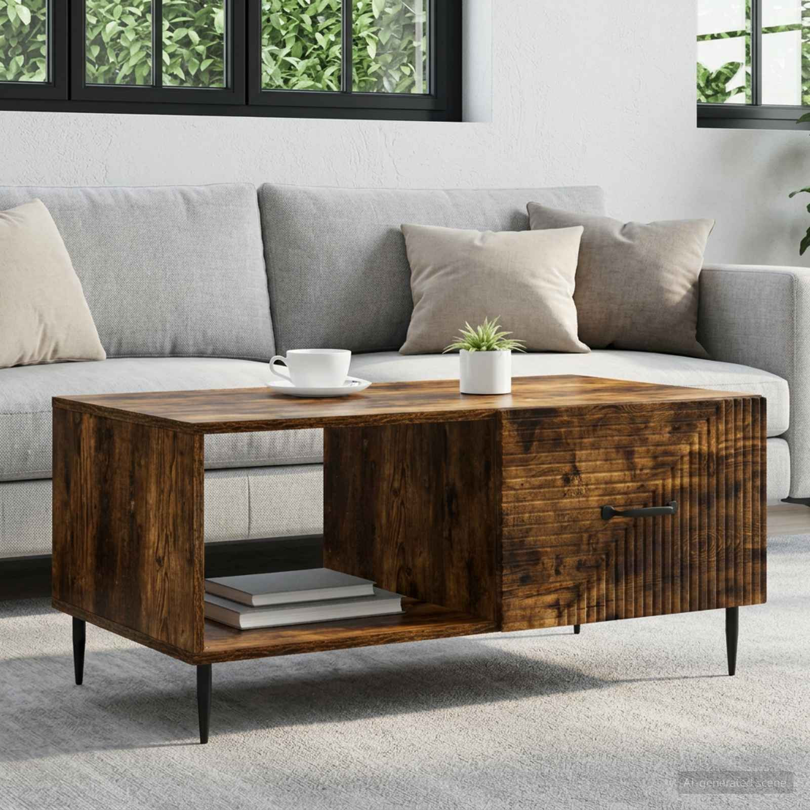 vidaXL Couchtisch Geräucherte Eiche 90 x 50 x 40 cm Holzwerkstoff