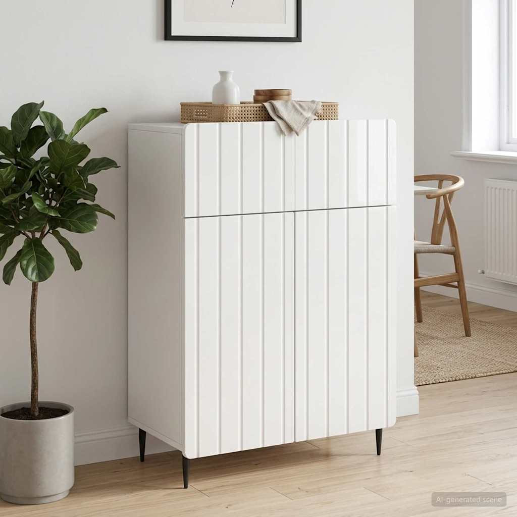 vidaXL Sideboard Hochglanz Weiß 66 x 34,5 x 92 cm Holzwerkstoff