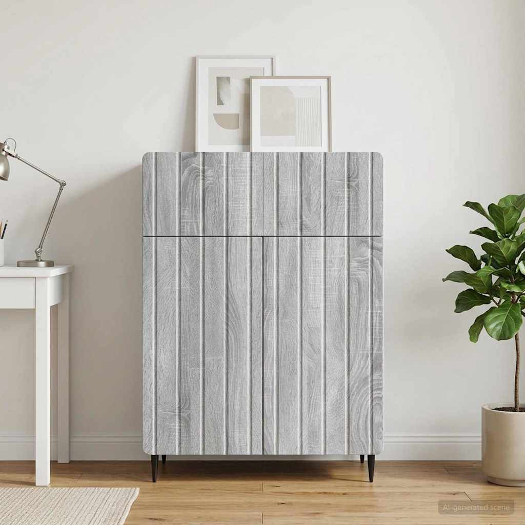 vidaXL Sideboard Graues Sonoma 66 x 34,5 x 92 cm Holzwerkstoff
