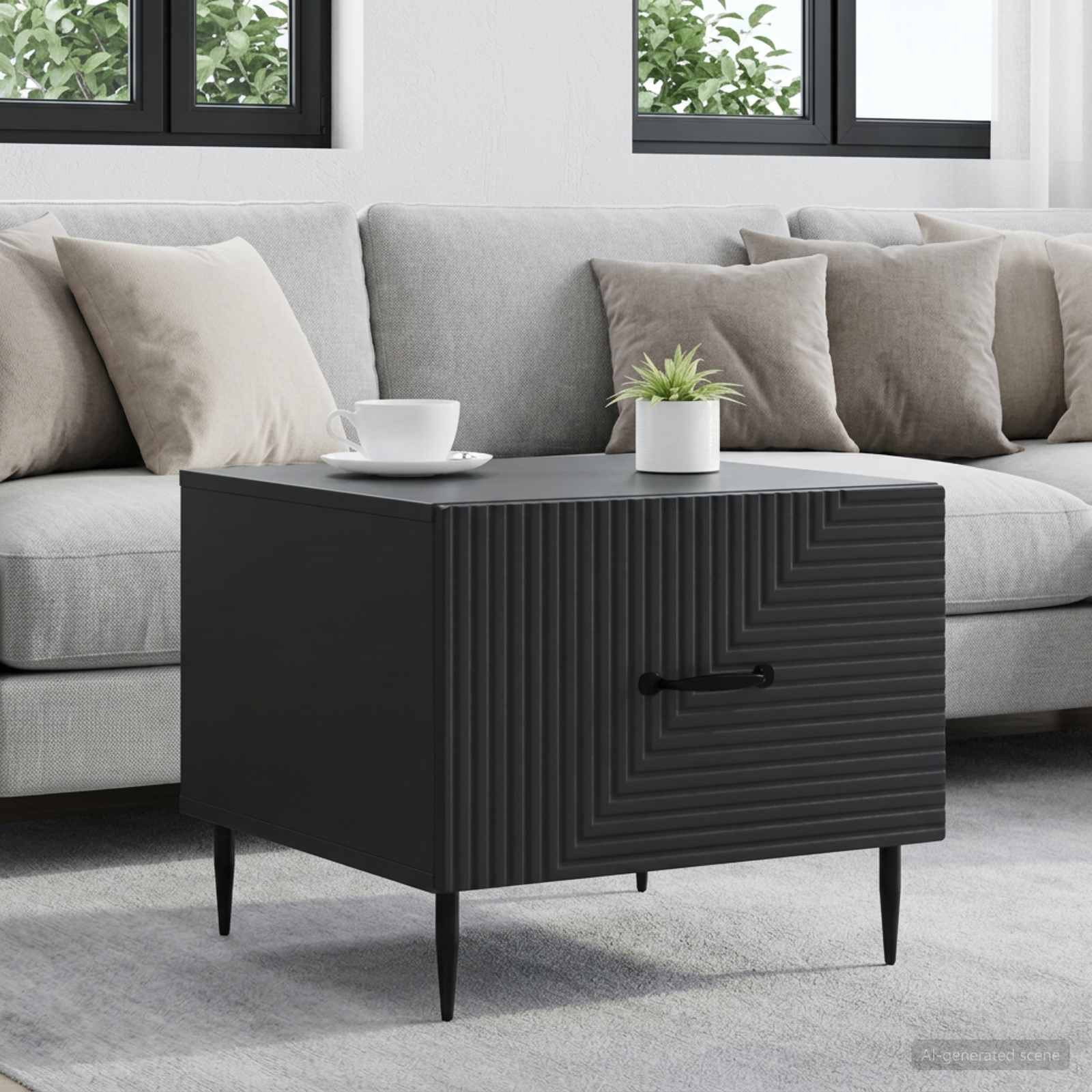vidaXL Couchtisch mit Schubladen Schwarz 49 x 50 x 40 cm Holzwerkstoff