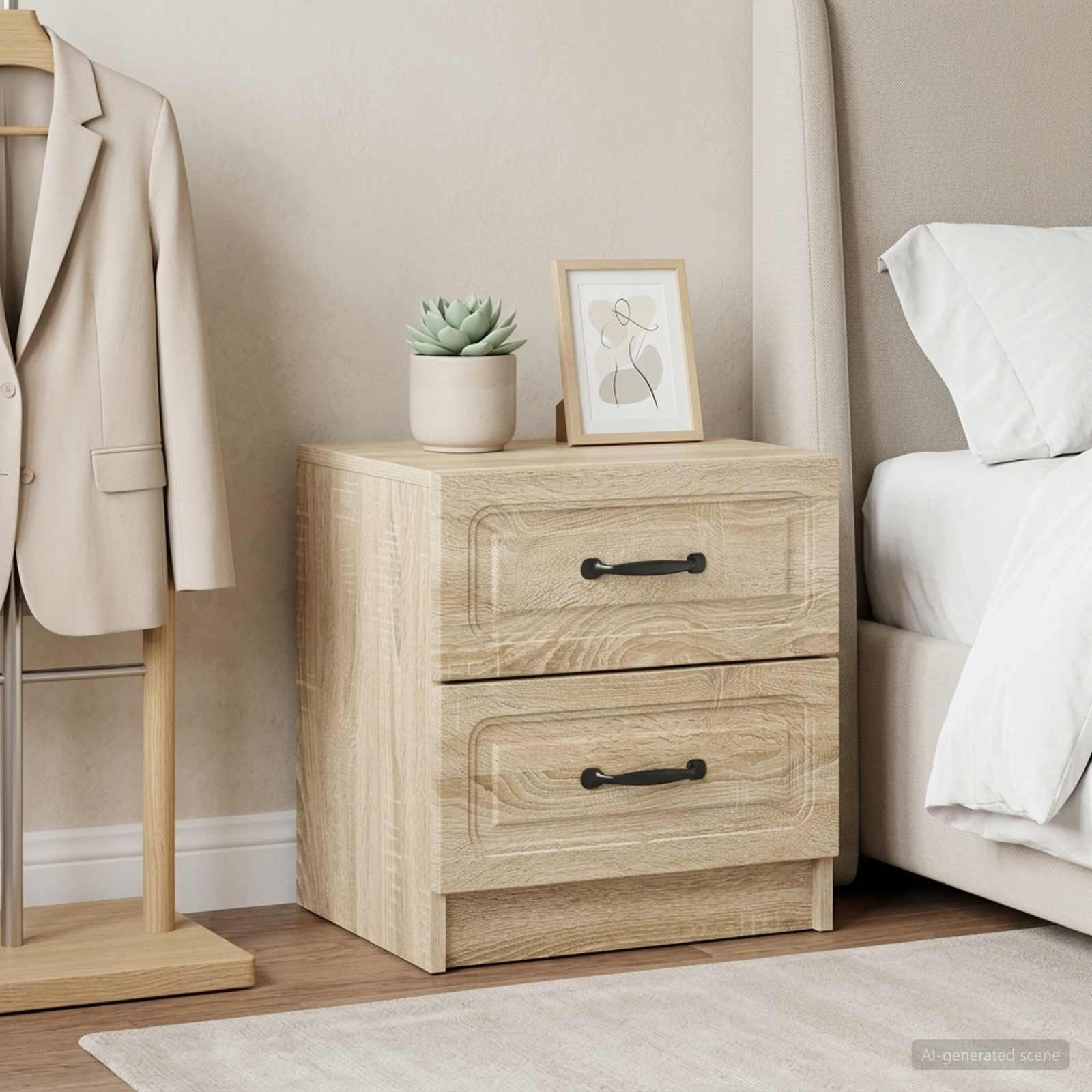vidaXL Nachttisch 2 pcs Sonoma-Eiche 43 x 34,5 x 44,5 cm Holzwerkstoff