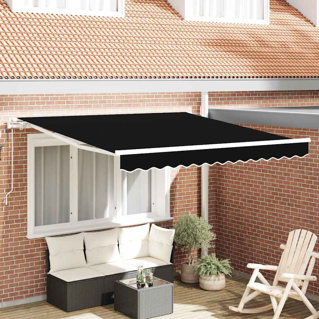 vidaXL Ausziehbare Markise Schwarz 350 x 250 cm Stoff und Aluminium