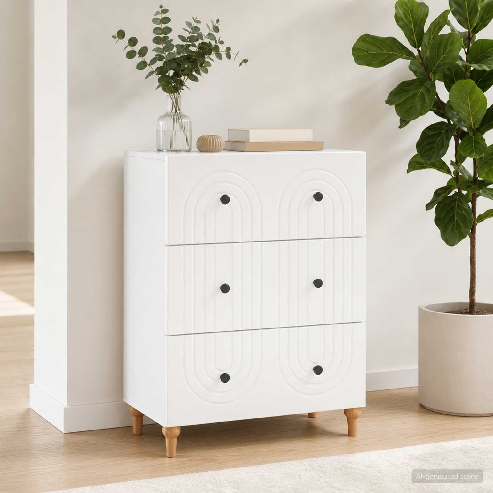 vidaXL Schubladenschrank Weiß 66 x 34,5 x 90 cm Holzwerkstoff