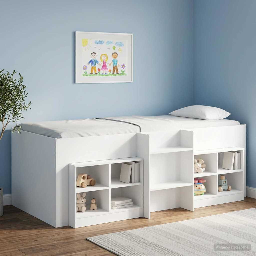 vidaXL Bettschrank mit Regal 2 pcs Weiß 66 x 33 x 48 cm Holzwerkstoff