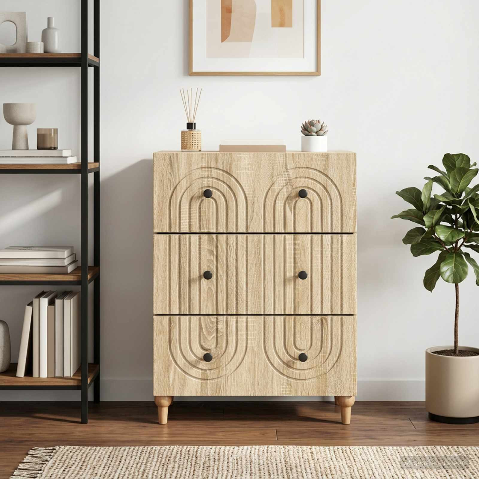 vidaXL Schubladenschrank Sonoma-Eiche 66 x 34,5 x 90 cm Holzwerkstoff