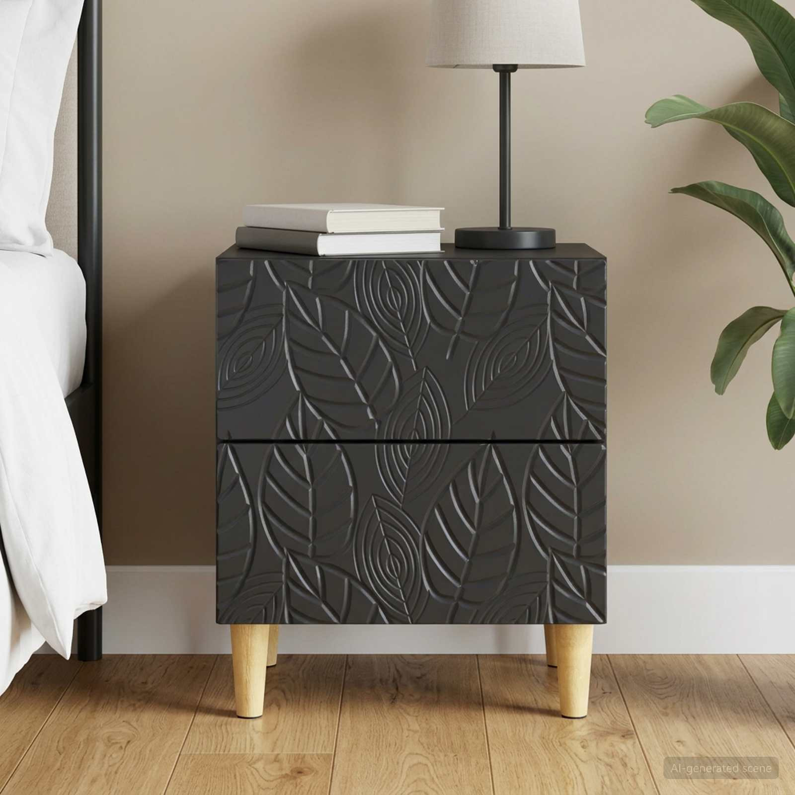 vidaXL Nachttisch Schwarz 43 x 34,5 x 48 cm Holzwerkstoff