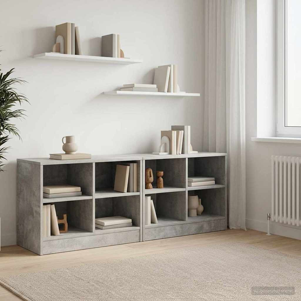 vidaXL Bettschrank 2 pcs Betongrau 66 x 33 x 48 cm Holzwerkstoff