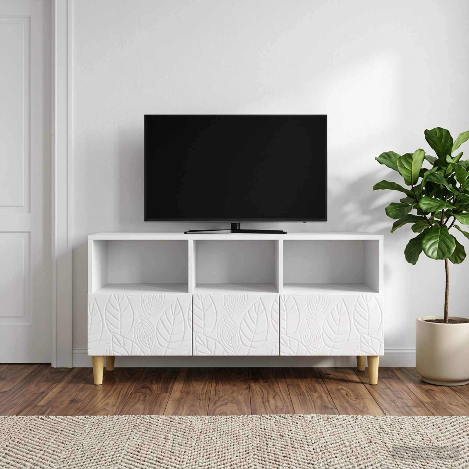 vidaXL TV-Schränk 102 x 34,5 x 50 cm Hochglanz Weiß Holzwerkstoff