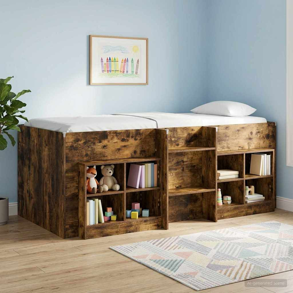 vidaXL Bettschrank mit Regal 2 pcs Geräucherte Eiche 66 x 33 x 48 cm