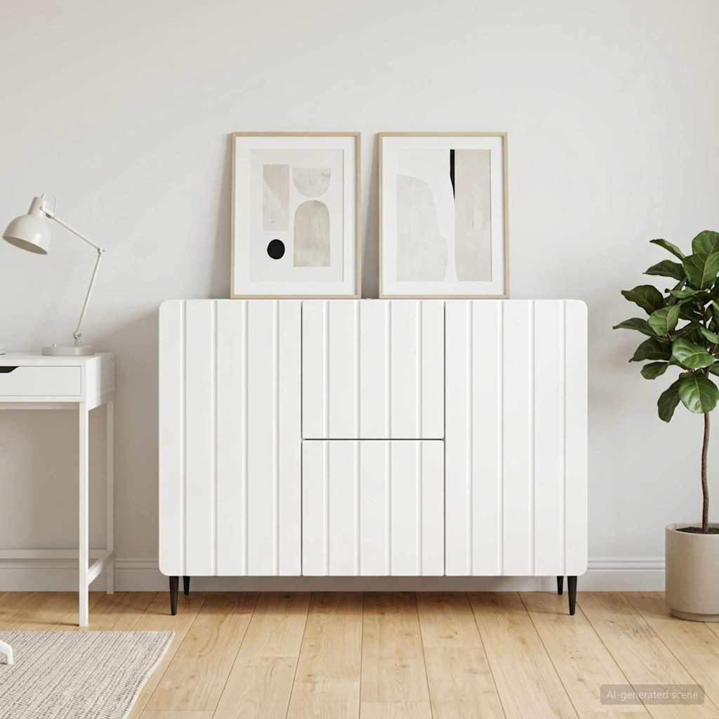 vidaXL Sideboard Hochglanz Weiß 89 x 34,5 x 62 cm Holzwerkstoff