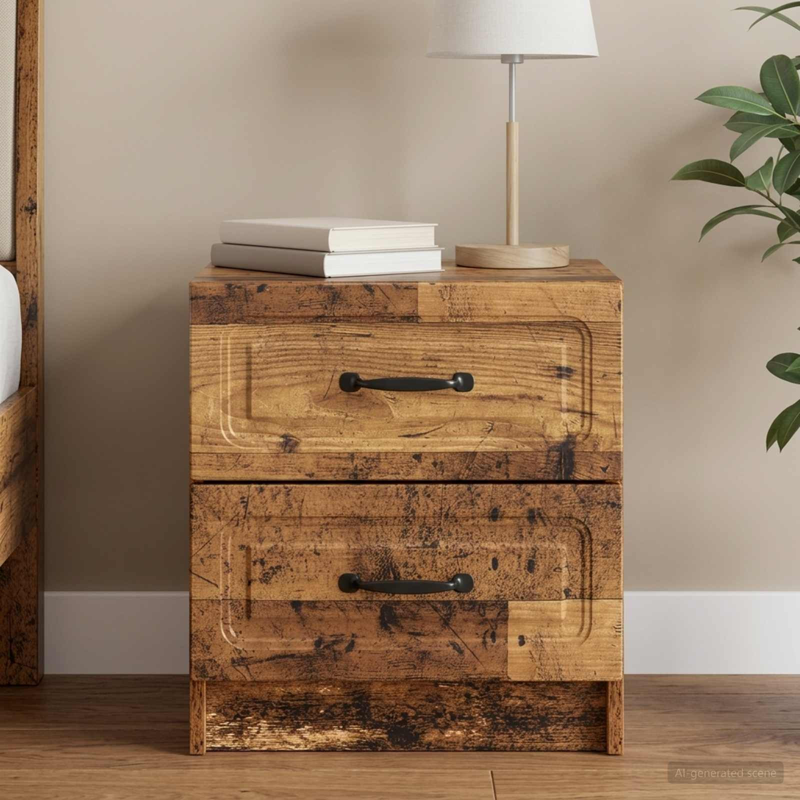 vidaXL Nachttisch Altholz 43 x 34,5 x 44,5 cm Holzwerkstoff