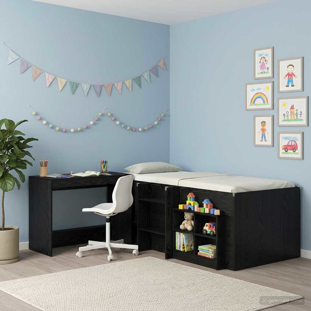 vidaXL Bett-Schreibtisch Schwarze Eiche Holzwerkstoff 100 x 45 x 75 cm